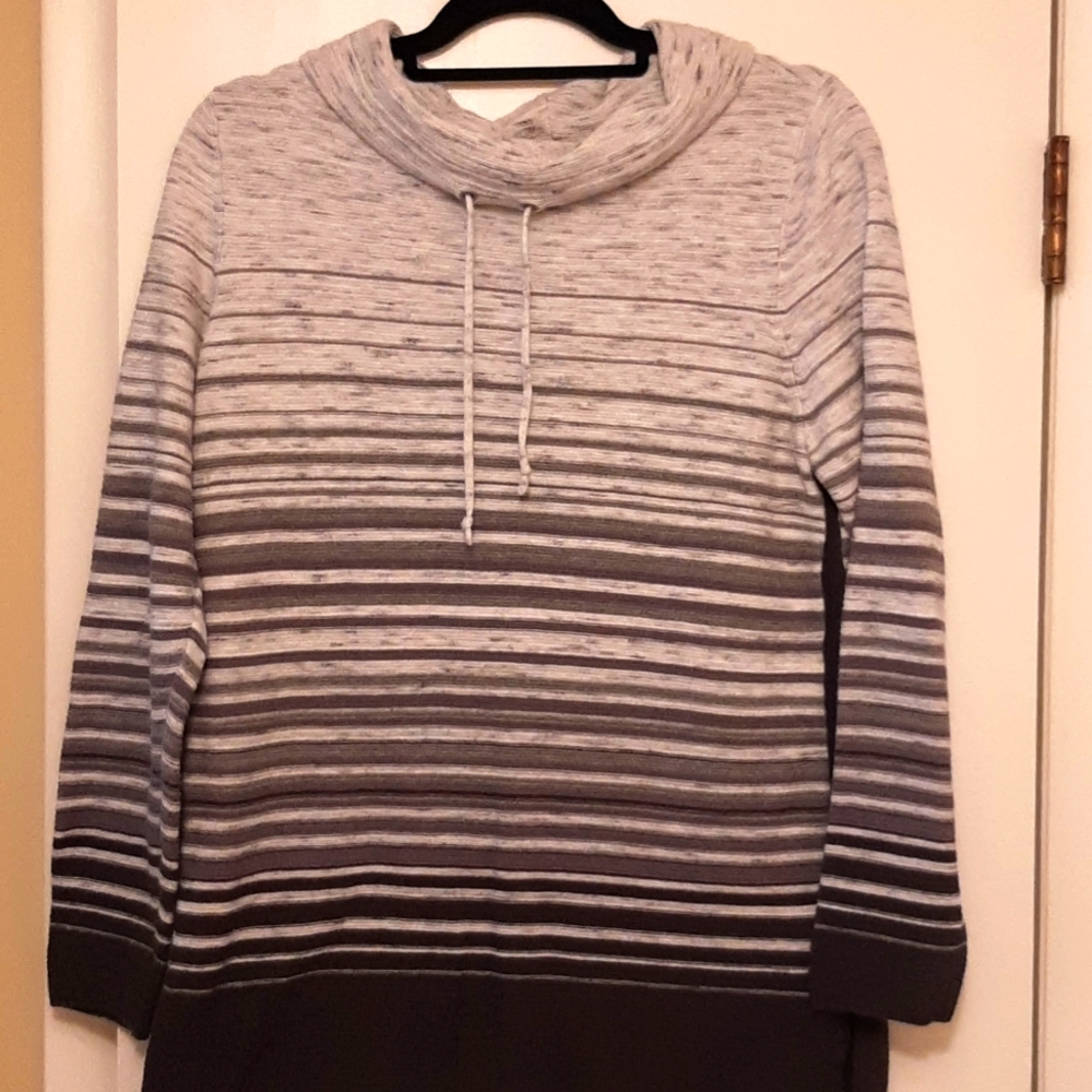 Talbots stripped cowl neck sweater